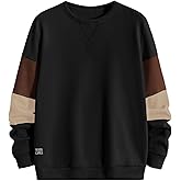 Verdusa Men's Crew Neck Sweatshirt Color Block Long Sleeve Pullover Tops Casual Daily Streetwear
