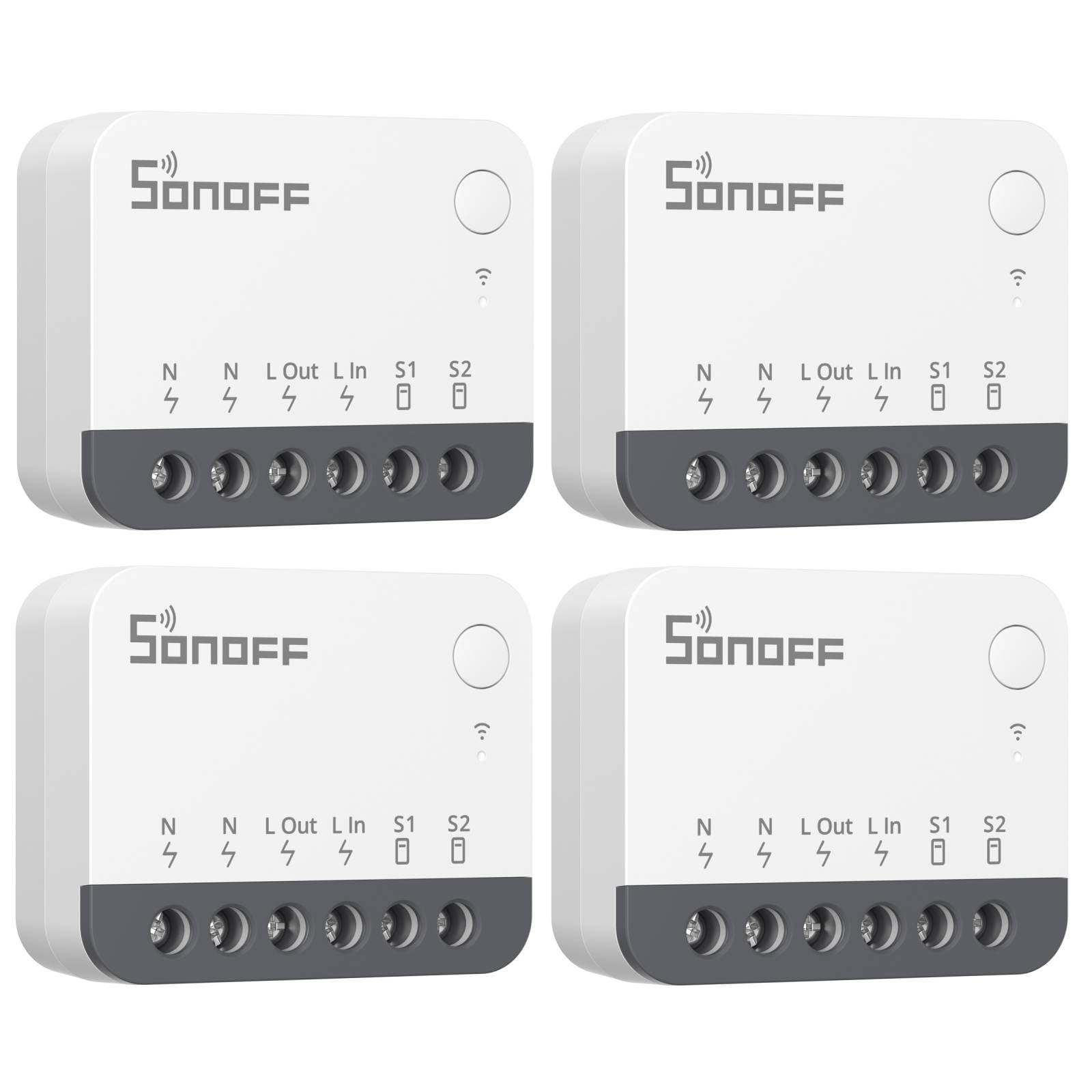 SONOFF ZBMINIR2 Smart Light Switches, ZigBee Mini Smart Switch, 2 Way Control, Compatible with Alexa, Google Home and SONOFF Hub, ZigBee 3.0 Gateway Hub Required, Neutral Wire Required, 4 PACK