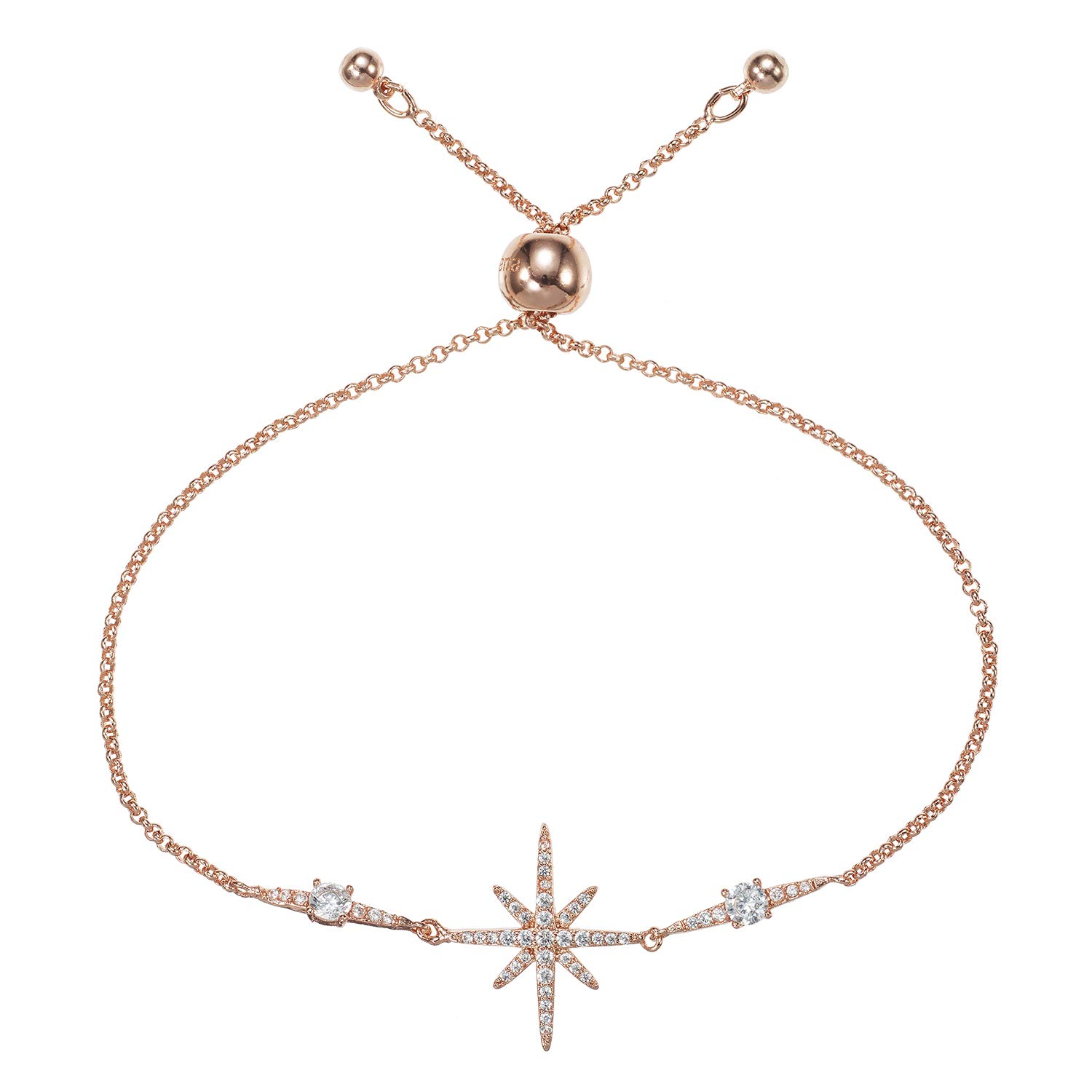 Namana Rose Gold North Star Bracelet for Women with Cubic Zirconia, Stone Studded Rose Gold Bracelets for Women, Star Jewellery for Women, Lucky Star Adjustable Bracelet, Jewellery Gifts for Women — image 1