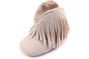 ESTAMICO Baby Girls Cowboy Tassel Boots Side Zipper Non Slip Shoes