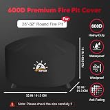 Zettum Fire Pit Cover Round 80 cm 81x81x40 cm 600D Waterproof PU Coated view 3