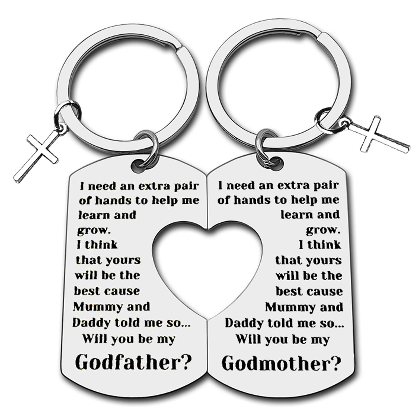 Will You Be My Godmother/Godfather? Keyring Set - Godparents Proposal & Baptism Gift