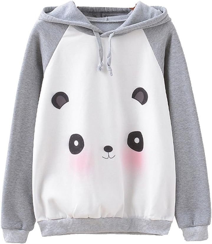 GGTFA Girl Casual Pandan Pattern Soft Long Sleeve Hoodies Hooded Hoody Pullover Outerwear Coat