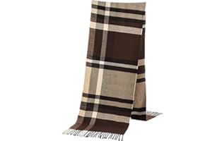 Rdylymx Men's Scarves Classic Arrival Winter Plaid Scarf Tassel Edge Soft Warm Scarf