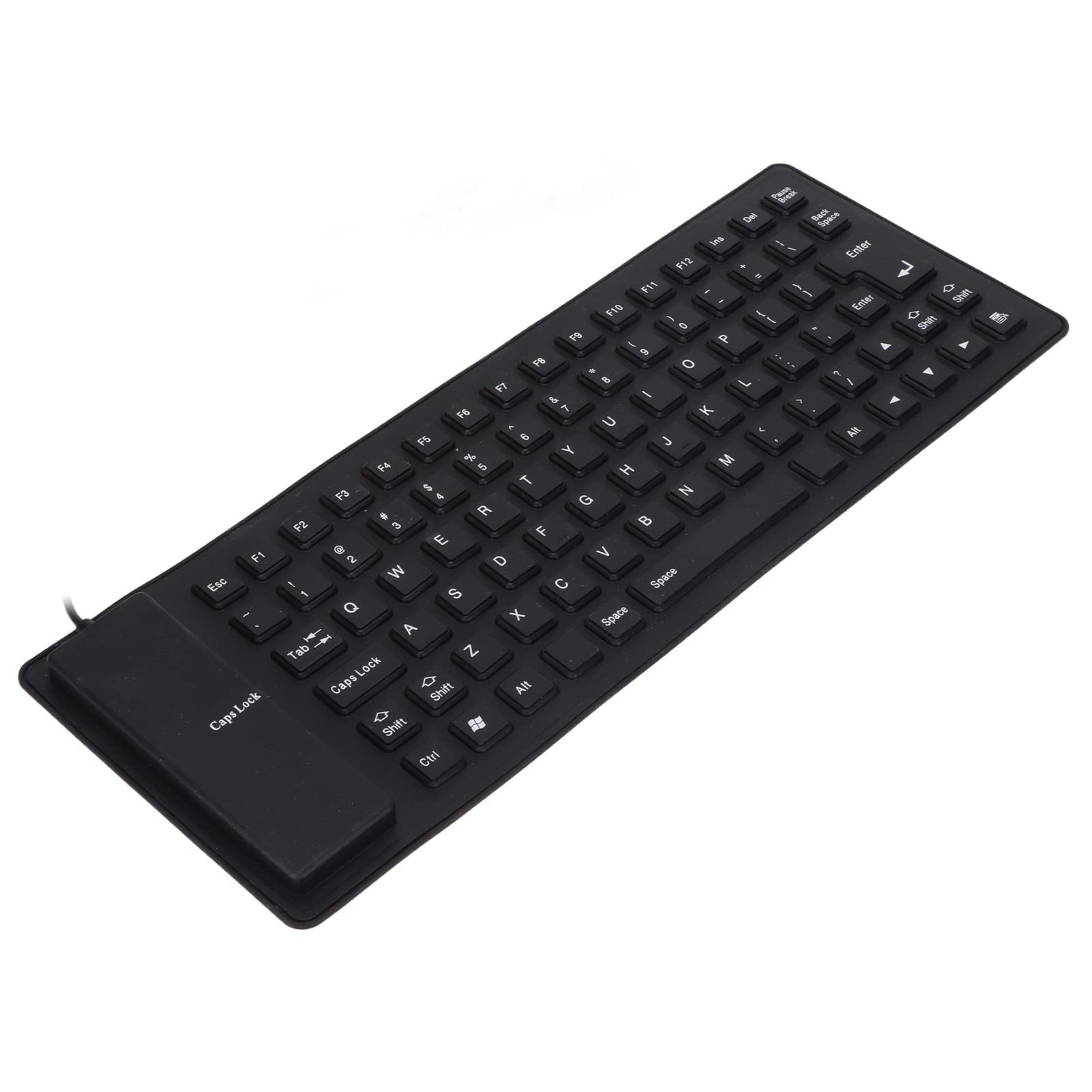 01 02 015 Foldable Silicone Keyboard, Usb Wired Standard Silent 85 Keys Roll Up Flexible Keyboard Full Size Portable Space Saving Waterproof Keyboard with Usb Interface for Pc Notebook Laptop(black)