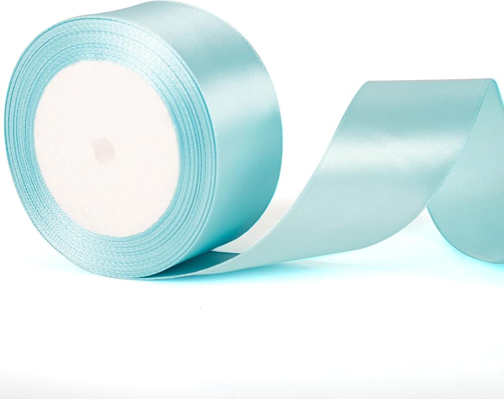 ZSYIULIA 40mm Wide Sky Blue Satin Ribbon 22m Gift Wrapping Thick Azure