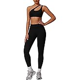ABOCIW Women Workout Sets Seamless High Waist Scrunch Butt Lifting Gym Leggings Cutout One Shoulder Sports Bra