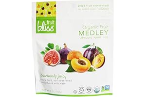 Fruit Bliss Dried Fruit Mix – Fruit Medley of Organic, Dried & Pitted Apricots, Plums & Figs - Organic Fruit Snacks, Dried Fruit Snacks, Resealable Pouches, Gluten-Free Vegan Snacks (1 Pack 5oz. Each)