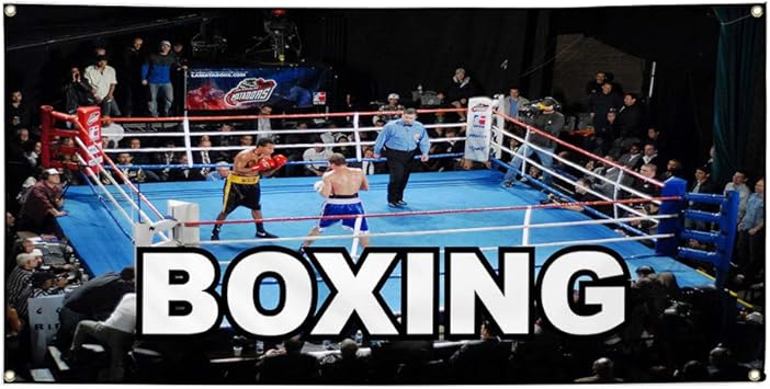 Amazon Com Vinyl Banner Sign Boxing Black Blue White Sports