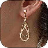 Awinesn Clip on Earrings for Women Statement Drop Dangle Earrings for Women Jewelry Hypoallergenic Trendy 14K Gold/Silver Plated Earring Non Pierced Earring Jewelry Gifts Wedding Party Fashion Trendy Jewelry Gifts