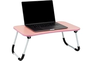 Mind Reader Lap Desk Laptop Stand, Bed Tray, Folding Legs, Couch Table, Portable, MDF, 23.25" L x 13.75" W x 10.5" H, Pink