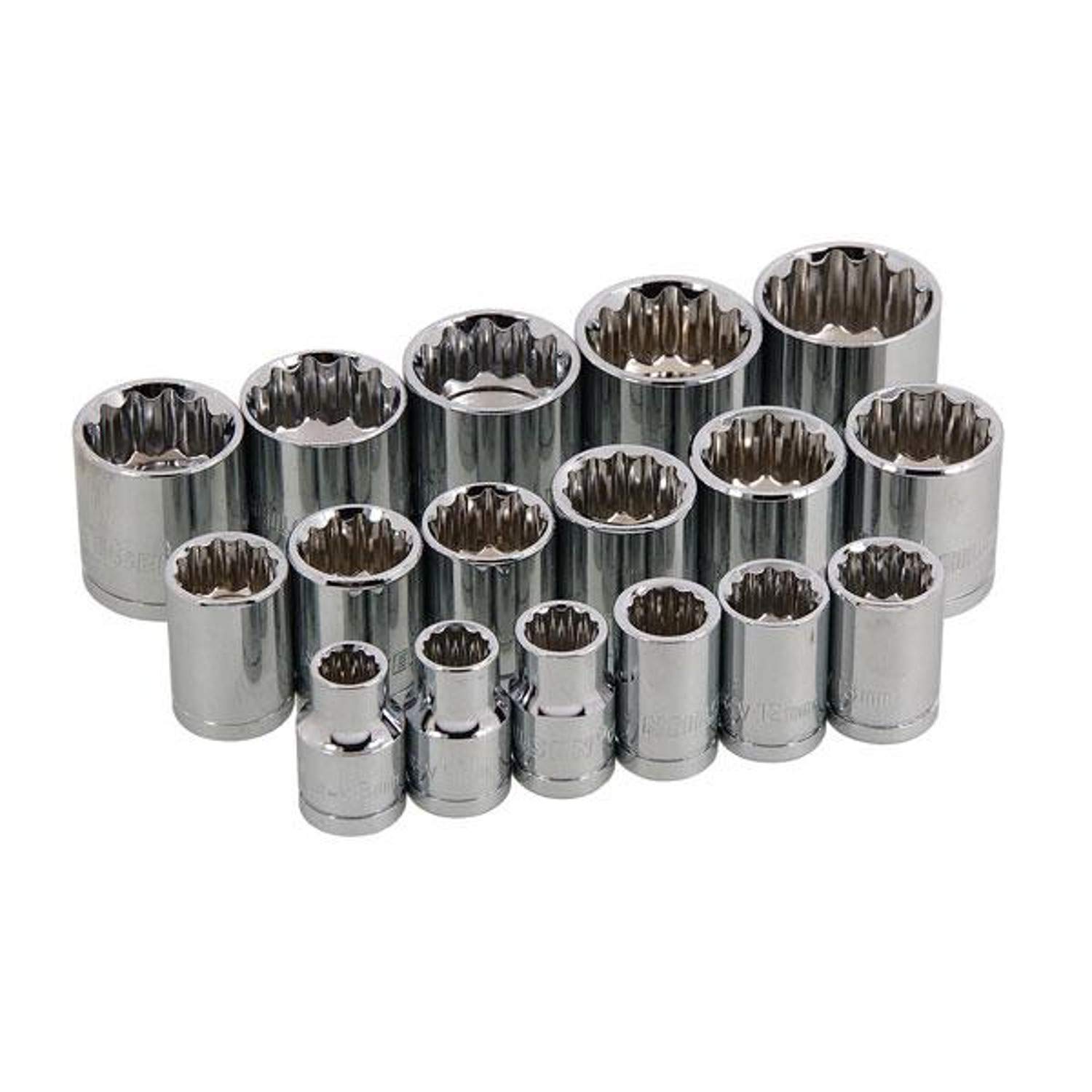Neilsen CT0872 17pc 3/8in Drive Socket Set Sizes 8–24mm Chrome Vanadium