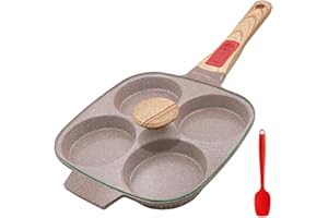 RANXINGST Nonstick Ceramic Egg Frying Pan with Lid, Pancake Pan with Detachable Handle 4 Cups Fried Egg Pan for Breakfast, In
