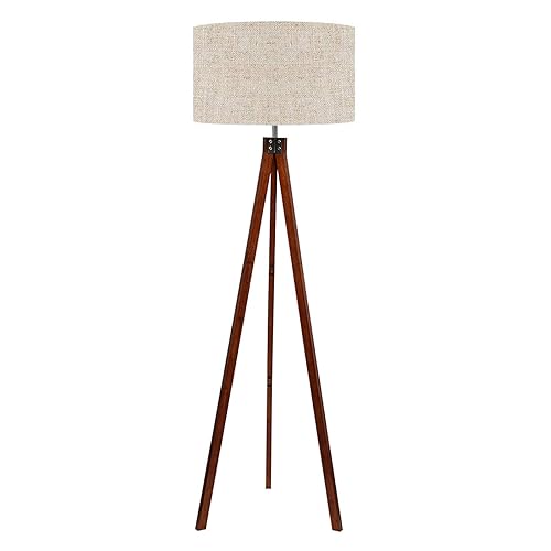 Lepower Wood Tripod Floor Lamp Mid Century Standing Lamp Modern Design Studying Light For Living Room Bedroom Study Room And Office Flaxen Lamp Shade With E26 Lamp Base Buy Online In Malaysia