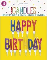Unique Party 71190 Letter Happy Birthday Candles in Holders Set of 13 view 4