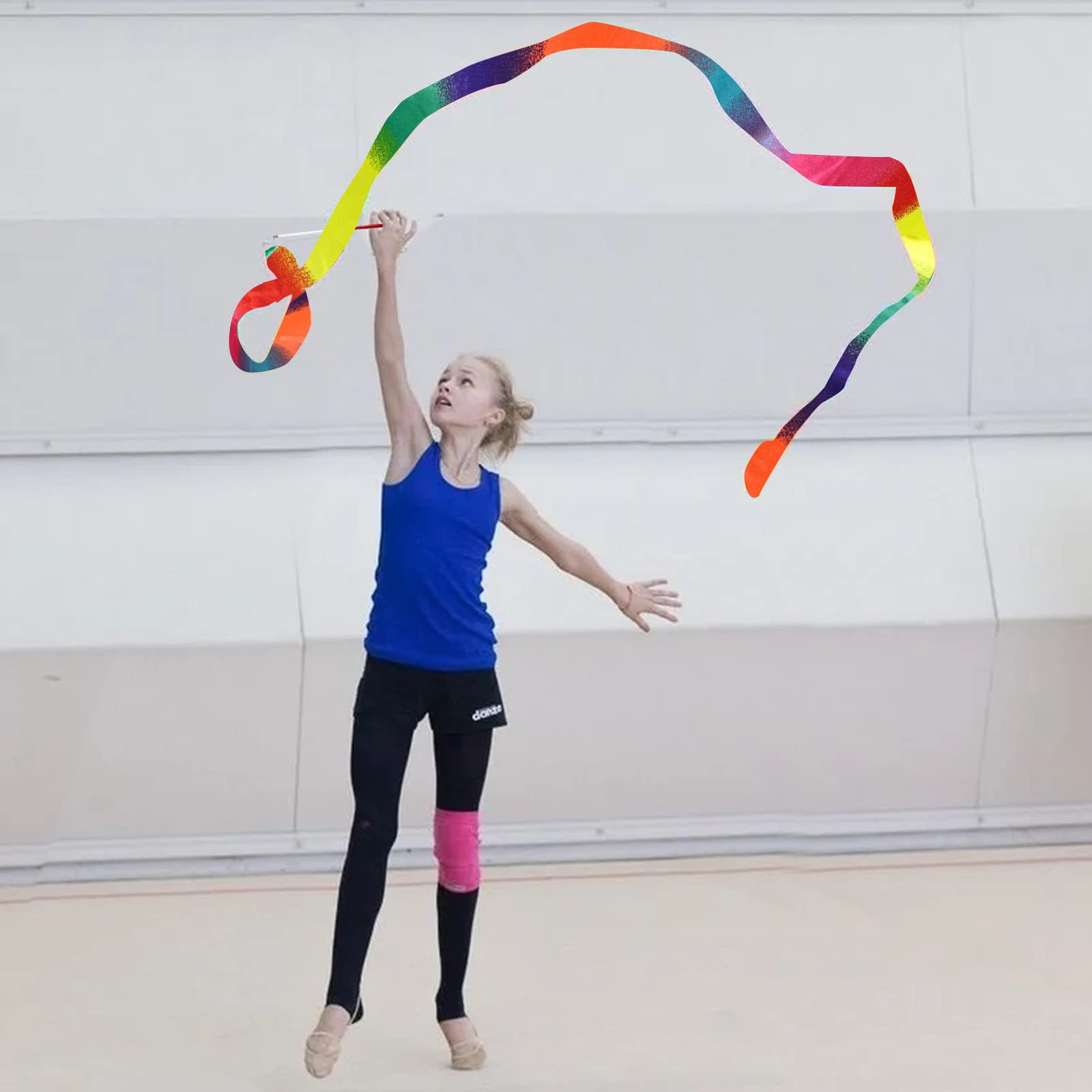 Aphrordity 2 Pcs Rhythmic Ribbon Dancer 78.7 Inch Sparkling Dance Ribbon Twirling Ribbon,for Kids Artistic Dancing Training Circus Carnival Shows