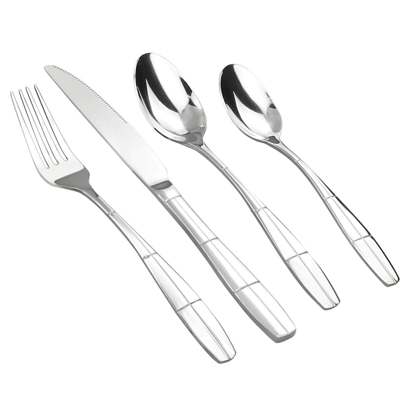 Ikando 24 Pieces Stainless Steel Cutlery Set, Kitchen Flatware/Dinnerware Spoon Fork, Set for 6