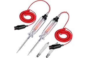 JASTIND 2PCS Heavy Duty Automotive Circuit Tester, Premium 6-24V Test Light with Extended Spring Test Leads & Sharp Piercing Probe, Circuit Voltage Tester with Replacement Indicator Light for Car/Vehicles