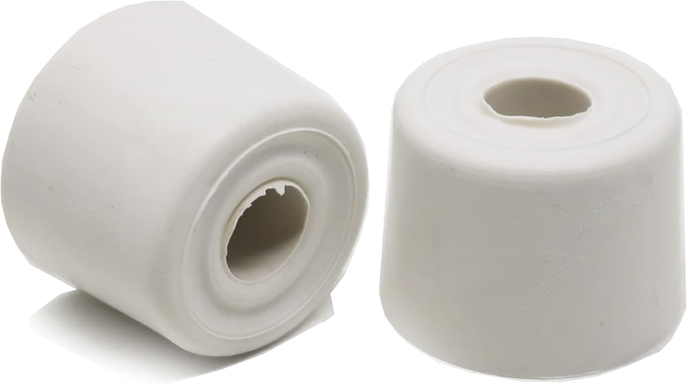 fiXte 2x Medium Rubber Door Stopper 28mm White Wall Floor Mount Bump Stop