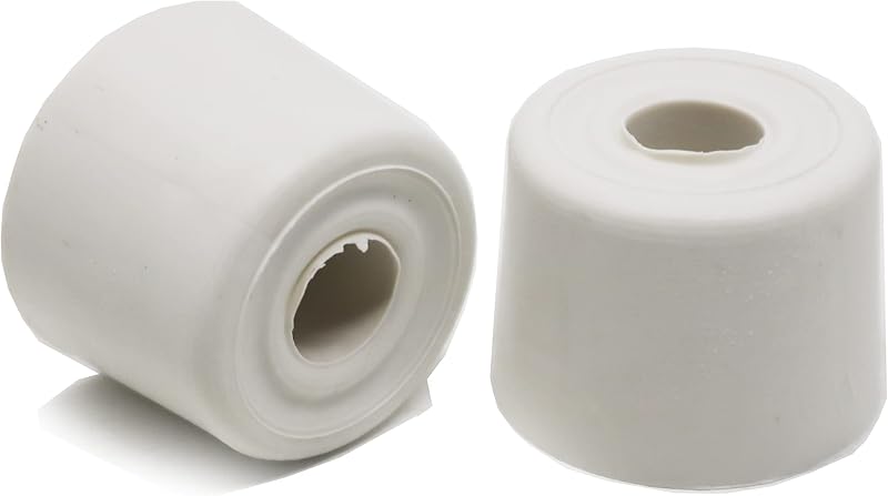 fiXte 2x Medium Rubber Door Stopper 28mm White Wall Floor Mount Bump Stop