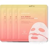 KOCOSTAR a.m. Sunday Happy Hydrogel Mask | Made with Norwegian Collagen and Hyaluronic Acid, Promotes Skin Elasticity and Intense Hydration, Korean Skincare, (4 pack, 3.52 oz)
