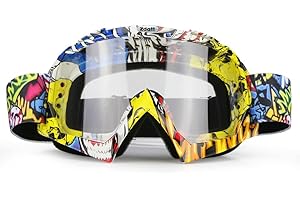 ZDATT Dirt Bike Goggles, ATV Goggles Adult Motocross Goggles Clear Lens Racing MX Goggle Glasses and Ski Goggles