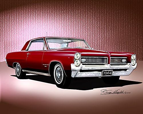 1964 PONTIAC GRAND PRIX Marimba red - ART PRINT POSTER BY ARTIST DANNY WHITFIELD - SIZE 24 X 36