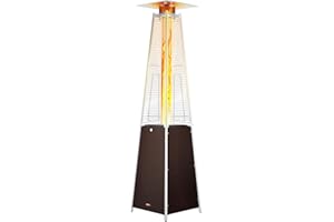 VEVOR Patio Heater for Outdoor Use, 48000BTU Pyramid Propane Heater w/Wheels, Quartz Glass Tube Outdoor Patio Flame Heater fo
