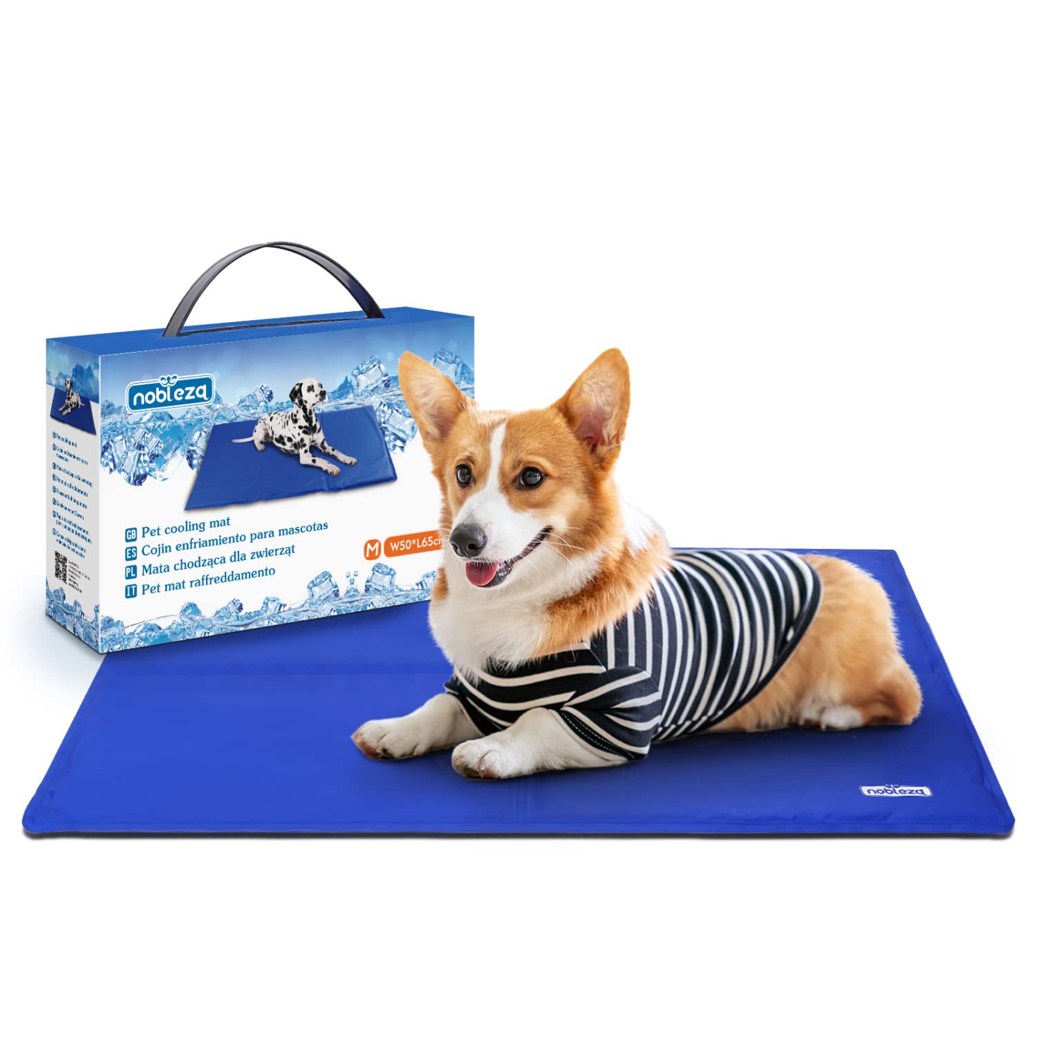 Nobleza - Dog Cooling Mat Pet Self Cooling Non-Toxic Gel Pads Puppy Cat Bed Mat Cool Summer Sleeping Mattress, 50 * 65cm, Blue, M