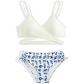 MIENOE Teen Girls Two-Piece Bikini Swimsuits | Removable Chest Pad Nylon Swimwear Kids Size 6-17 Years