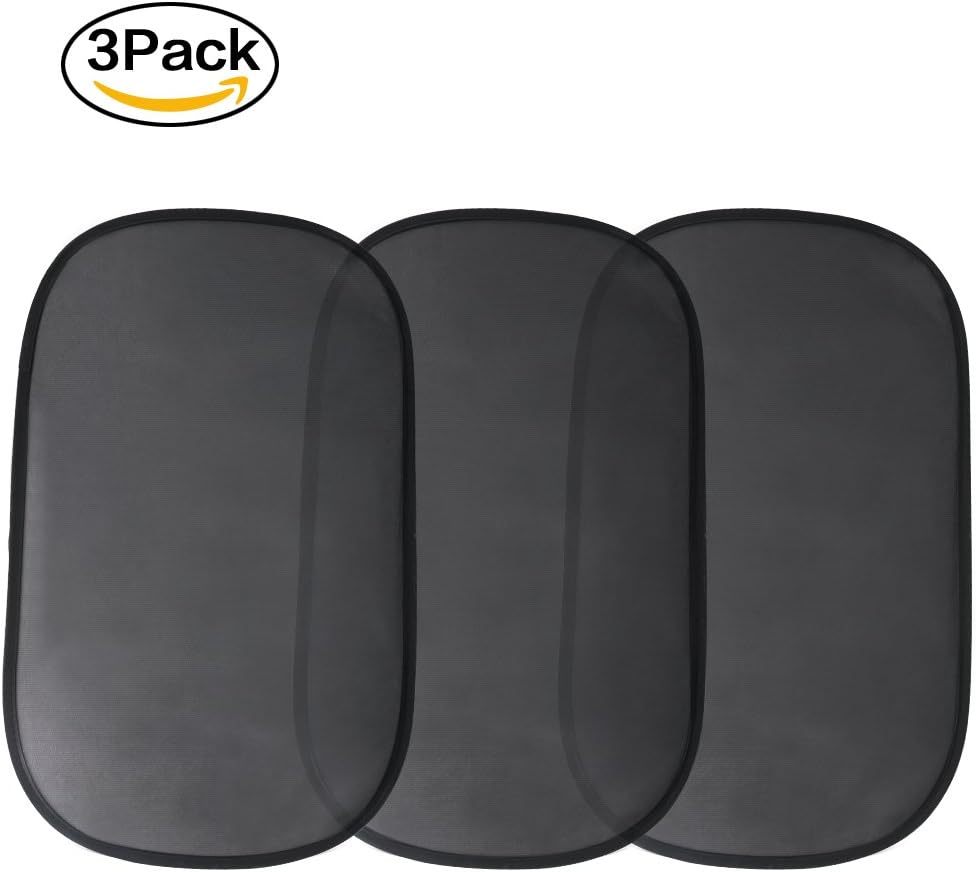 3 Pack Car Sun Shade Universal Static Cling Window Sunshades - Block UV Rays to Protect Children From The Sun Glare and Heat - 1 Extra for the Front Side Windows