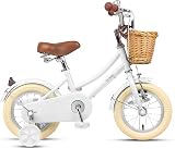 Glerc 12 Inch Kids Bike for Girls 3 4 5 Years Basket Bell Stabilisers White view 2
