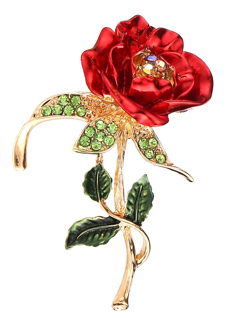 Apanphy® Brooches for Women, Rose Diamond Alloy Brooch Best Gifts for Mother's Day and Birthday (Rose)
