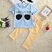 Baby Boys Short Sleeve Sunglasses Print T-Shirt and Elastic Pants Outfit (120(3-4Y))