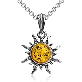 Ian and Valeri Co. Dark Amber Sterling Silver Sun Pendant Necklace 18 Inches