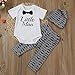 Sunbona(TM) 3pcs Set Outfits Infant Baby Boys Print Short Sleeve Blouse+Pants Clothes (0~3months, White)
