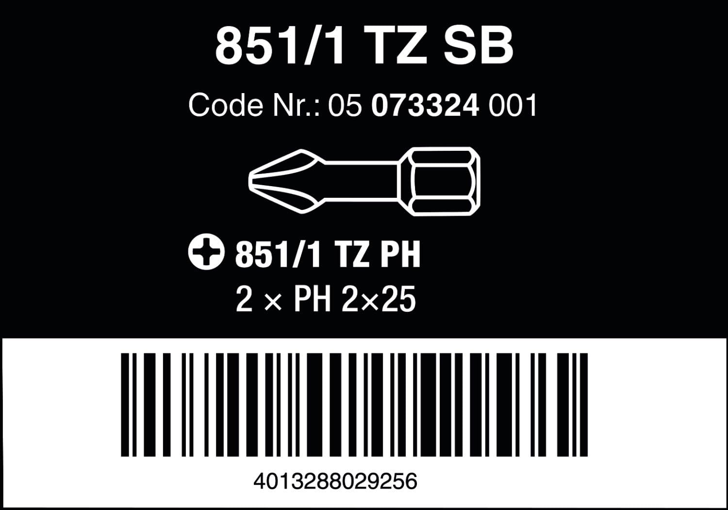 Wera Insert Bit - Carded Pack of 2 Phillips Tip Ph 2 25mm, Multi-colour - Image 3