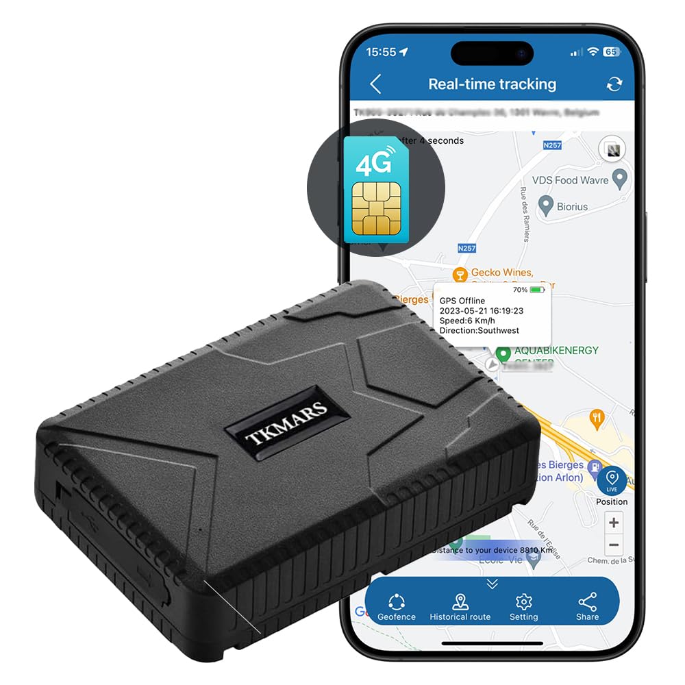 TKMARS 4G Locator 7800mAh Long Standby Magnetic Device for Car, Camper, Truck & Motorbike - Global Realtime Tracking + Alerts, No Subscription, SIM Included & Free APP TK915