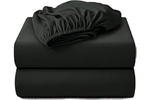 Hotella 2PC Twin Fitted Sheet Only,39x75inch,100% Microfiber Ultra Soft Hotel Quality Bottom Sheet,14" Deep Pocket,Wrinkle and Fade Resistant，Black