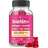 NutraChamps Hair Skin & Nails Gummies | Biotin with Collagen & Keratin | 5000mcg Biotin Beauty Complex | Vitamin Supplement for Women & Men | Berry | Healthy Hair, Radiant Skin & Strong Nails