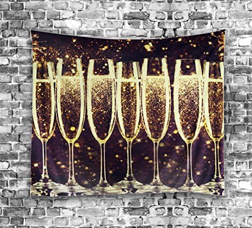 HWMR Tapestry Wall Hanging Champagne Fireworks Cheers Soft Home Decor Collage Dorm Beach Throw Tapestries 60x90 Inch
