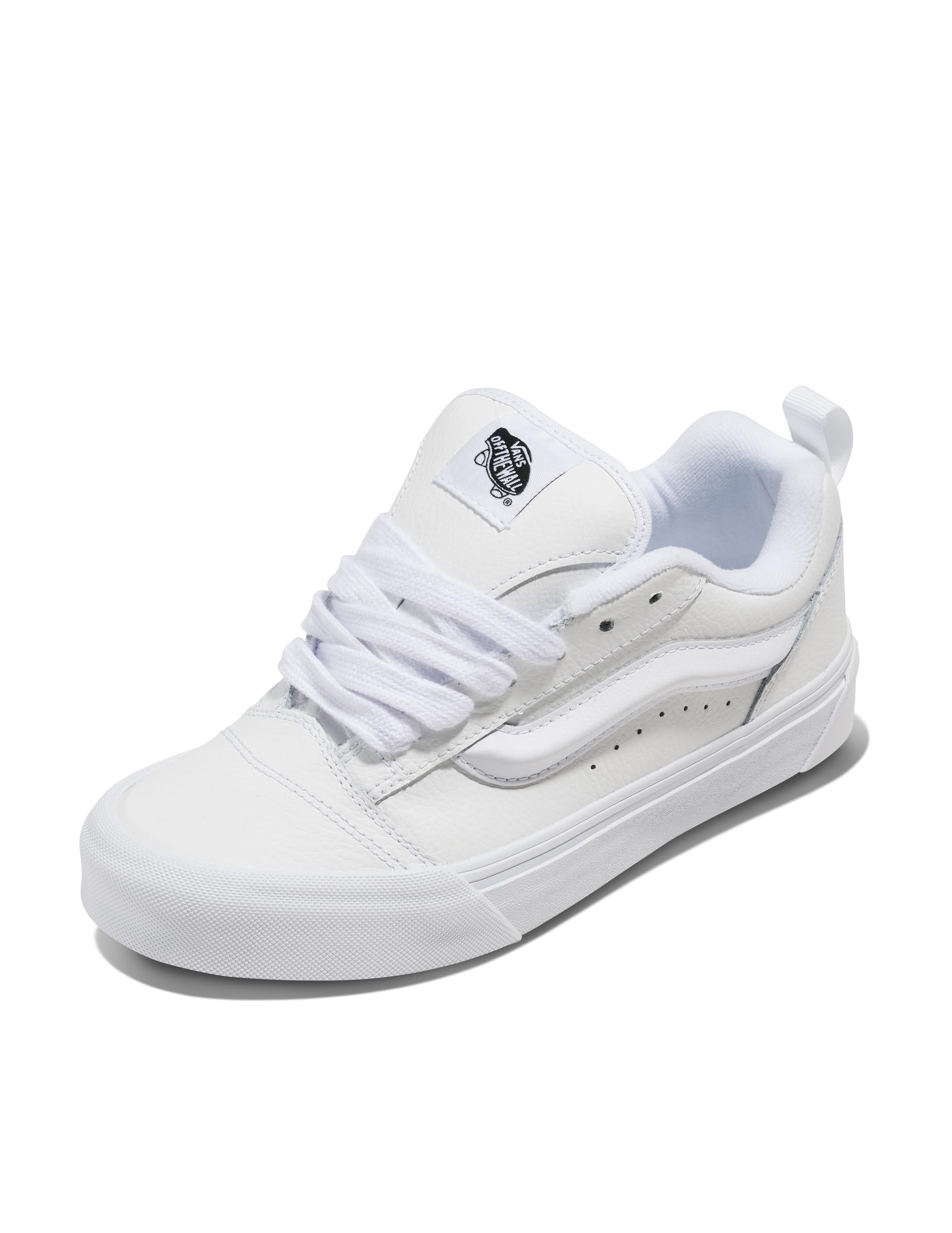 Vans Unisex Knu Skool Shoe | '90s Retro Puffy Low-Top Fashion Sneakers for Men & Women, Leather True White, 9.5/11 Image