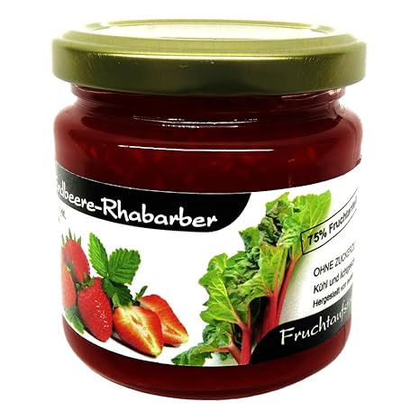 Xylit Fruchtaufstrich'Erdbeere-Rhabarber' ohne Zuckerzusatz, nur mit Xylit gesüßt, 75% Fruchtanteil (mehr als Marmeladen), Lo