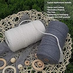 Macrame Cord 3mm 109 Yards Beige, Colored Natural