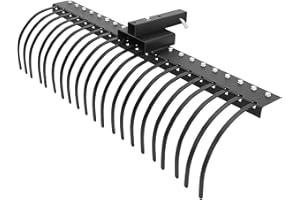 60 Inch Landscape Rock Rake, 3-Point Hitch Attach Rake with 360° Rotation Fits 2 Inch Receiver, Heavy-Duty Tow-Behind Soil & 