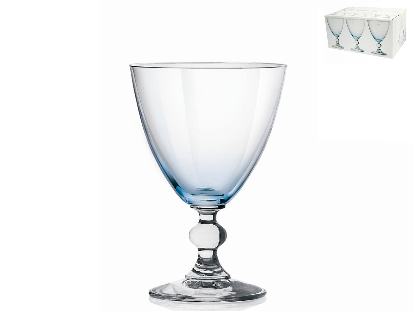 H&H Splendor Set Water Goblets, Glass, Blue, 25 cl, 6 Pieces