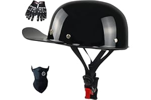 SANHAI Baseball Cap Motorcycle Helmet,DOT Approved Vintage Open Face Unisex-Adult Half Helmets for Scooter Moped Cap Street Cruiser