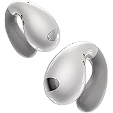 Boytond Pearl White Ergonomic Clip-On Open-Ear Earbuds: Waterproof Bone Conduction Headphones with AI Translation for Sports & Fitness