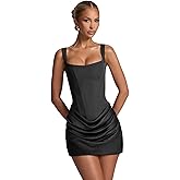 Tianzhihe Pleated Satin Homecoming Dresses for Teens 2026 Square Neck Spaghetti Straps Short Modest Cocktail Dress