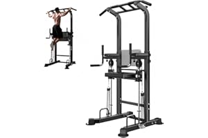 SogesGame Power Tower pull up dip station,Multi Function Adjustable Height Pull Up Bar of Assisted Pad,Strength Training Exer